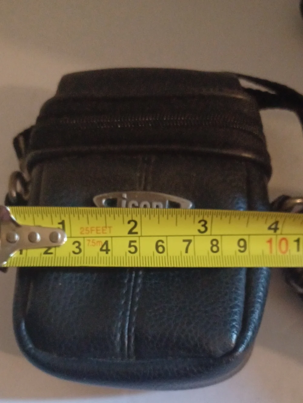 ICON Black Faux Leather Camera Case Bag with Shoulder Strap